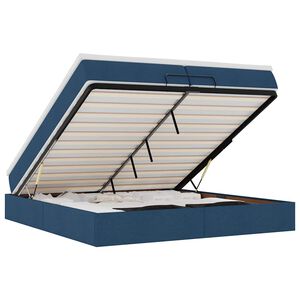 vidaXL Ottoman-Bett mit Matratzen Blau 200x200 cm Stoff