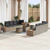 vidaXL Gartensofa-set mit Kissen mit Speicher 11 pcs Grau Poly Rattan