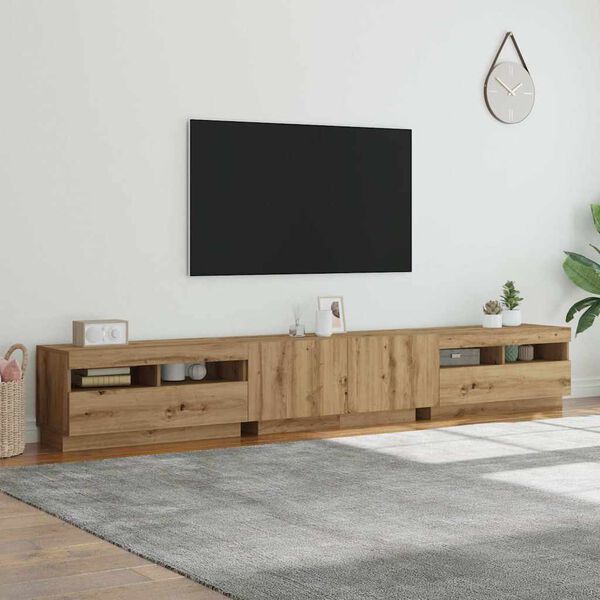 vidaXL TV-Schrank mit LED-Leuchten Artisan-Eiche 260x35x40 cm