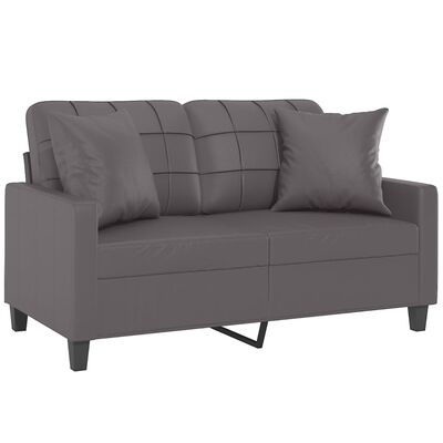 vidaXL 2-Sitzer-Sofa mit Zierkissen Grau 120 cm Kunstleder
