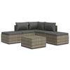 vidaXL 6-tlg. Garten-Lounge-Set mit Kissen Grau Poly Rattan