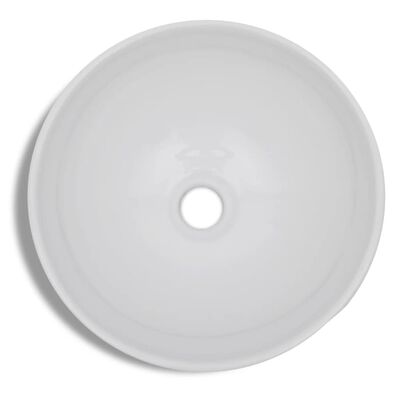 vidaXL Bad-Waschbecken mit Mischbatterie Keramik Rund Weiß