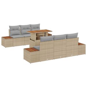 vidaXL Garten-Sofa-Set mit Speicher 7 pcs Beige Poly Rattan