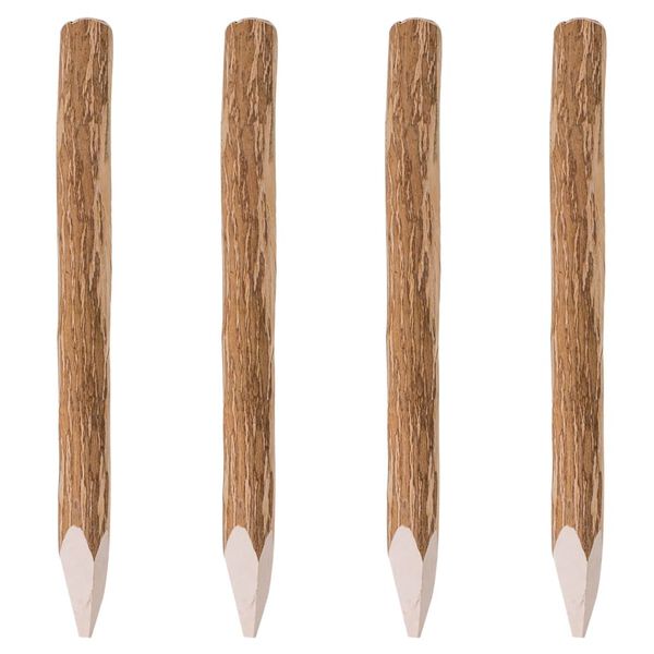 vidaXL Zaunpfosten mit Spitzen Enden 4 Stk. Haselholz 90 cm