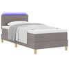 vidaXL LED Boxspringbett mit Matratze mit LED Taupe 90 x 200 cm Stoff