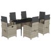 vidaXL 7-tlg. Garten-Essgruppe mit Kissen Hellgrau Poly Rattan