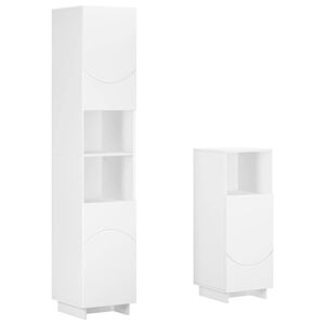 vidaXL Badezimmerschrank-Set 2 stk. Wei&szlig; Holzwerkstoff