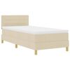 vidaXL Boxspringbett mit Matratze mit Kopfteil Creme 90 x 190 cm Stoff