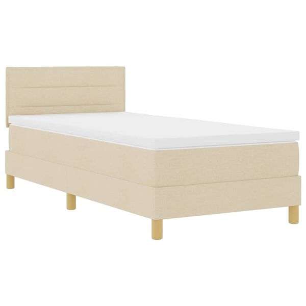 vidaXL Boxspringbett mit Matratze mit Kopfteil Creme 90 x 190 cm Stoff