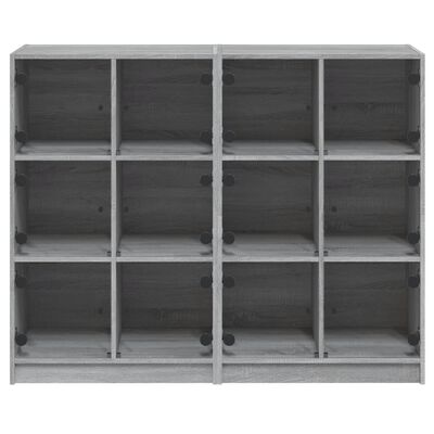 vidaXL Bücherregal mit Türen Grau Sonoma 136x37x109 cm Holzwerkstoff