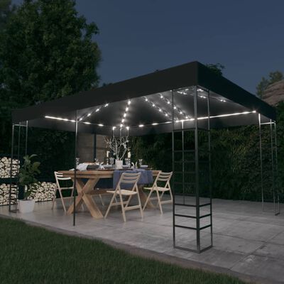 vidaXL Pavillon mit LED-Lichterkette 3x4 m Anthrazit