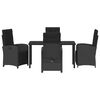 vidaXL Garten Essgruppe mit Kissen 5 pcs Schwarz Poly-Rattan