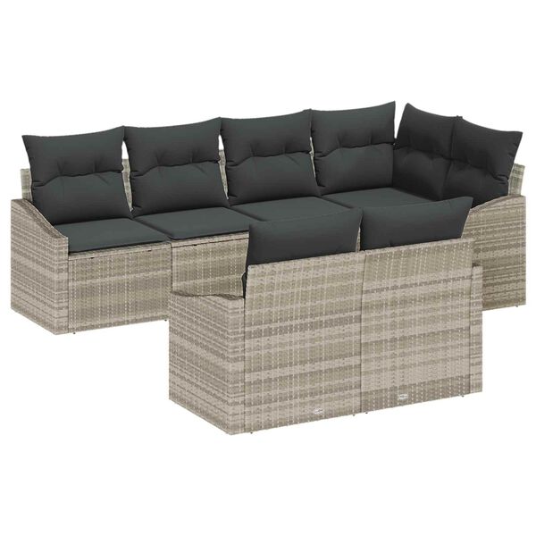 vidaXL Gartensofa-set mit Kissen 7 pcs Hellgrau Poly-Rattan