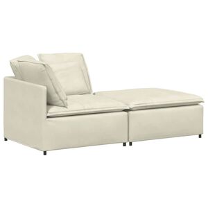 vidaXL Modulares Sofa mit Fu&szlig;hocker Kissen Samt Cream