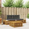 vidaXL Outdoor-Sofagarnitur mit Kissen 3 St&uuml;ck Natur und Anthrazit