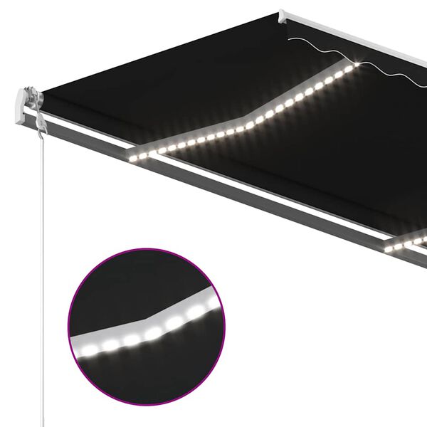 vidaXL Markise Manuell Einziehbar mit LED 3,5x2,5 m Anthrazit