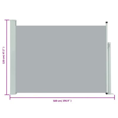 vidaXL Seitenmarkise Ausziehbar 117x500 cm Grau