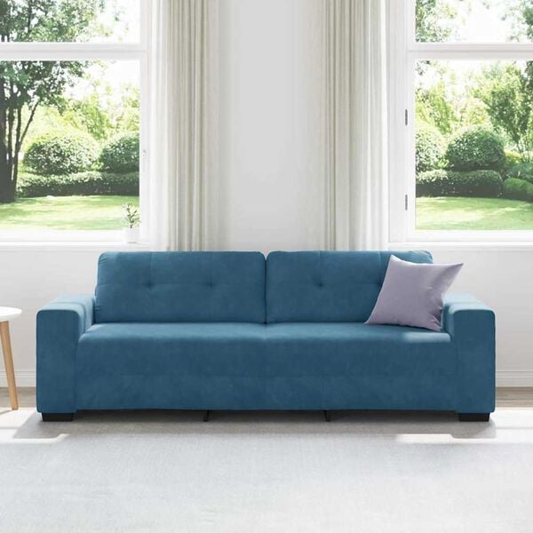 vidaXL | Blauer Samtsofa | mit Kissen Blau Samt