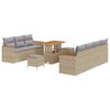 vidaXL Garten-Sofa-Set mit Kissen mit Speicher Beige Poly Rattan