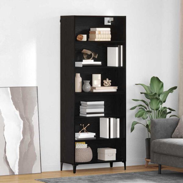 vidaXL Highboard Schwarz Eichen-Optik 69,5 x 34 x 180 cm Holzwerkstoff