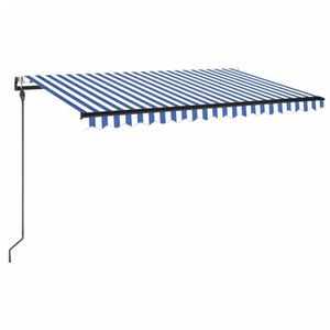 vidaXL Automatische Markise mit LED Windsensor 400x300 cm Blau Wei&szlig;