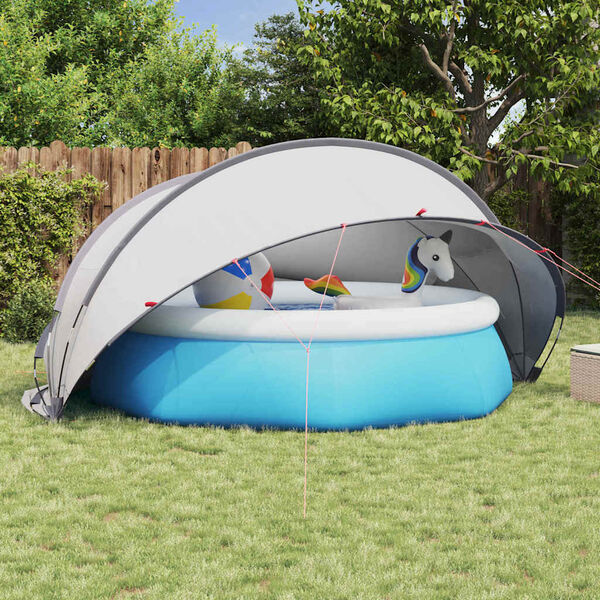 vidaXL Pool-Dome Grau und Orange 405 x 405 x 192 cm