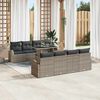 vidaXL Gartensofa-set mit Kissen mit Speicher 9 pcs Grau Poly Rattan