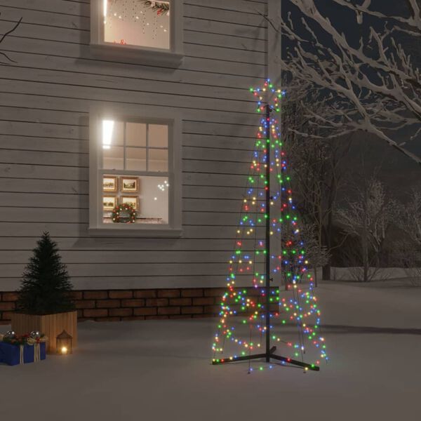vidaXL LED-Weihnachtsbaum Kegelform Mehrfarbig 200 LEDs 70x180 cm