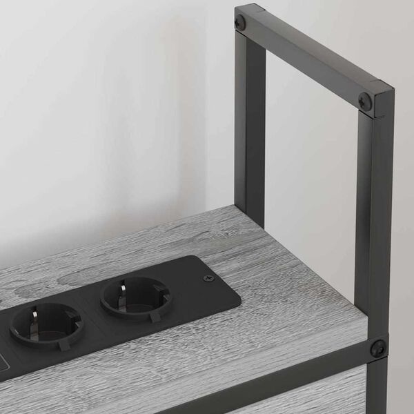 vidaXL Kopfteil mit Stauraum mit Ladestation Grau Sonoma 100 cm