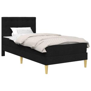 vidaXL Bettgestell mit Matratze mit Kopfteil Schwarz 90 x 190 cm Stoff