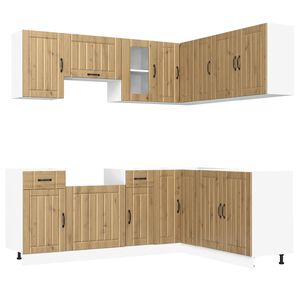 vidaXL 11-tlg. K&uuml;chenschrank-Set Lucca Artisan-Eiche Holzwerkstoff