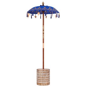 vidaXL Balinesischer Sonnenschirm mit Sockel Blau 95 x 95 x 260 cm