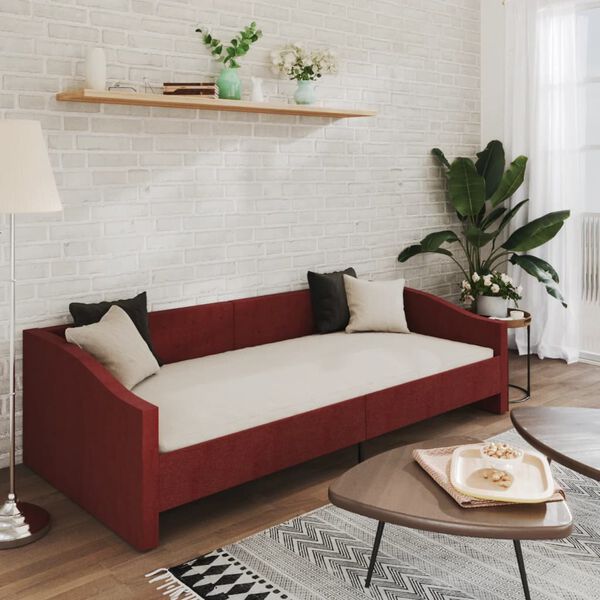 vidaXL Tagesbett mit Matratze USB Weinrot Stoff 90x200 cm