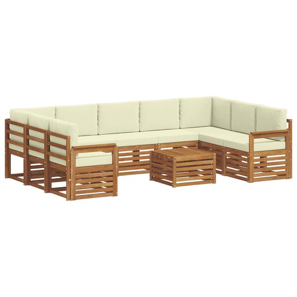 vidaXL Sofagarnituren 10 pcs Natur und Creme Massivholz Akazie