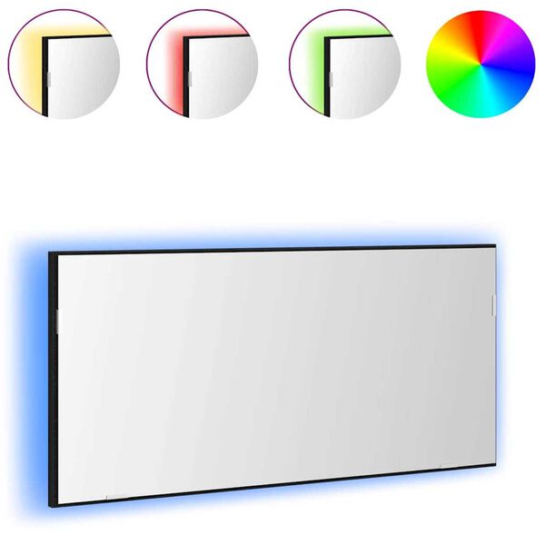 vidaXL Spiegel mit LED-Lichtleisten Schwarz Eichen-Optik 80 x 37 cm