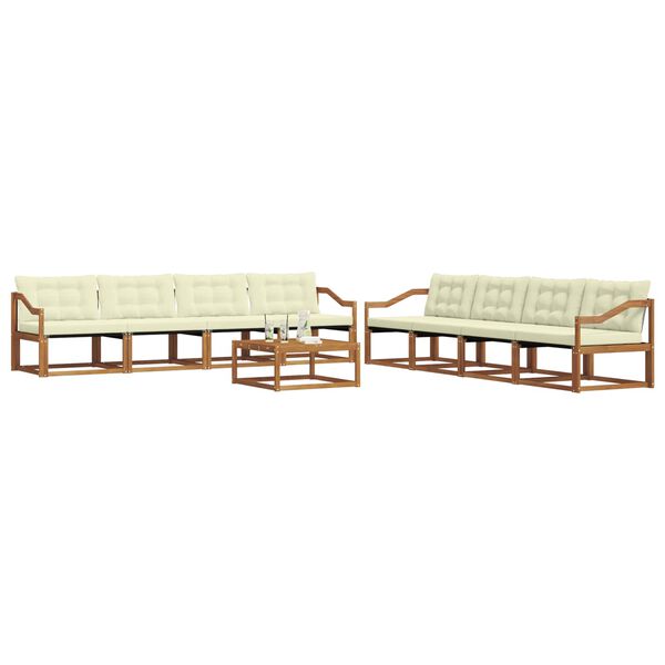 vidaXL Outdoor-Sofagarnitur mit Kissen 9 pcs Natur und Creme