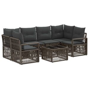 vidaXL Gartensofa-set 7 stk. Grau Poly-Rattan
