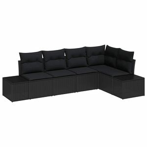 vidaXL Gartensofa-set mit Speicher 5 pcs Schwarz Poly-Rattan
