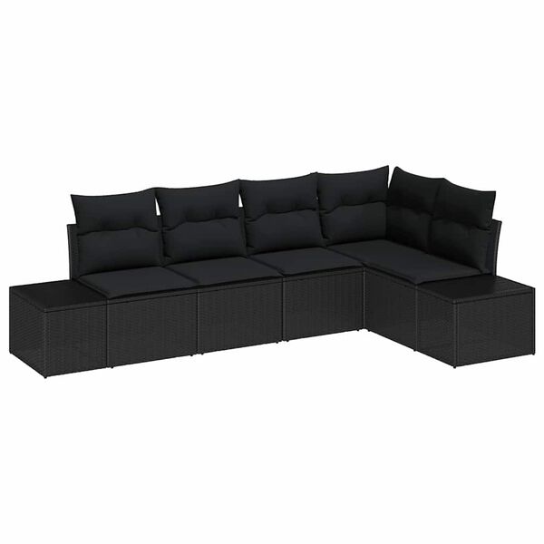 vidaXL Gartensofa-set mit Speicher 5 pcs Schwarz Poly-Rattan