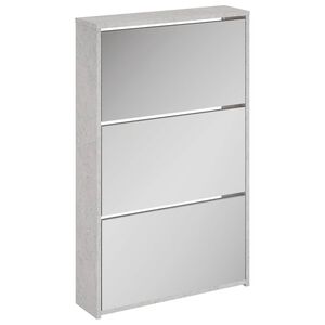 vidaXL Schuhschrank mit Spiegel 3 F&auml;cher Betongrau 63x17x102,5 cm