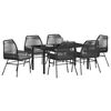 vidaXL Garten Essgruppe mit Kissen 7 pcs Schwarz Poly-Rattan