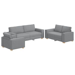 vidaXL Sofa 3 pcs Hellgrau 220 x 80 x 84 cm Leinenmischgewebe