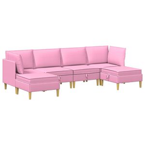 vidaXL Modular Sofa Set mit Stauraum 6 stk. Rosa Stoff