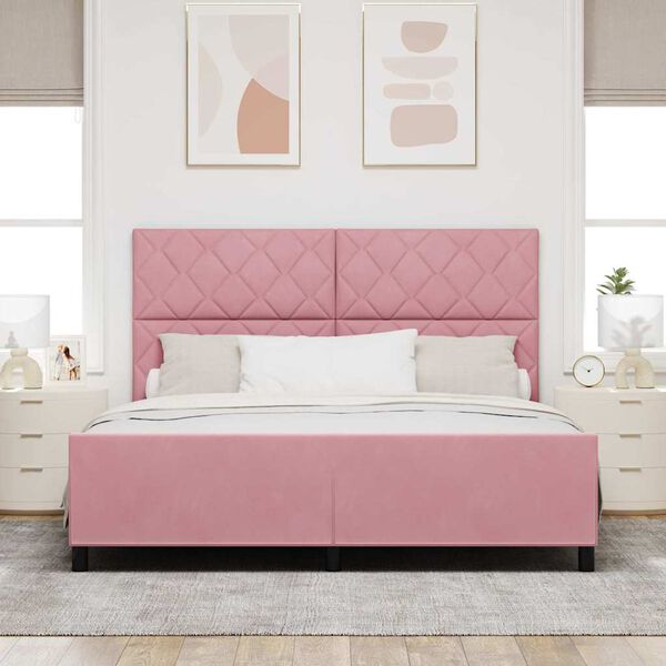vidaXL Boxspringbett mit Kopfteil Rosa 180 x 200 cm Samt