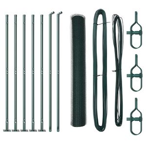 vidaXL Zaunpfosten Gr&uuml;n 10 x 0,8 m (13 mm Maschen) Stahl und PVC