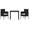 vidaXL Garten Essgruppe mit Kissen 9 pcs Schwarz Poly-Rattan