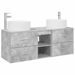 vidaXL Badezimmerm&ouml;bel-Set 3 stk. Betongrau 129 x 44,5 x 80 cm