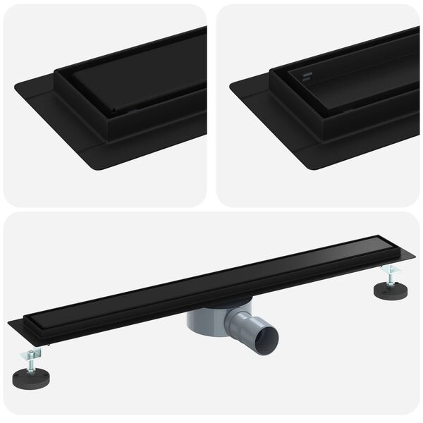 vidaXL Duschablauf 2-in-1 mit 360&deg; Siphon Schwarz 70 cm Edelstahl 304