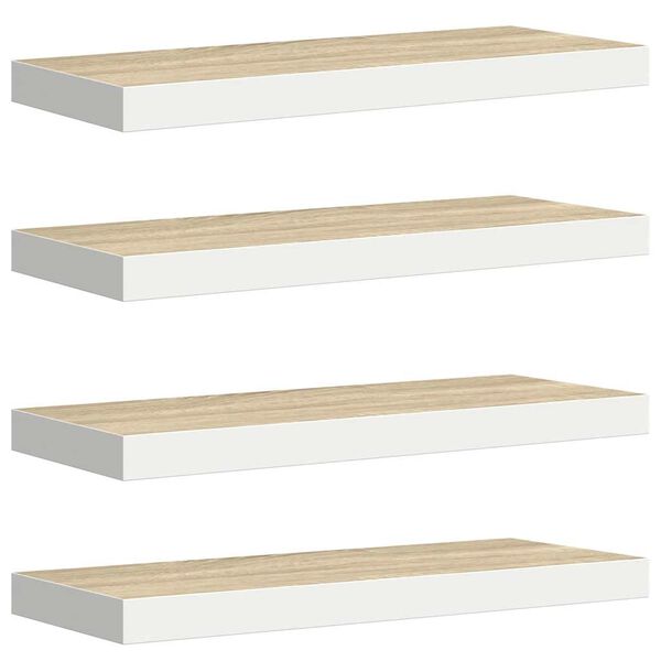 vidaXL Schweberegale 4 Stk. Eichen-Optik und Wei&szlig; 60x23,5x3,8 cm MDF