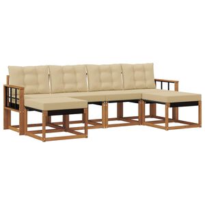 vidaXL Outdoor-Sofagarnitur 6 stk. 6-Sitzer Natur und Beige